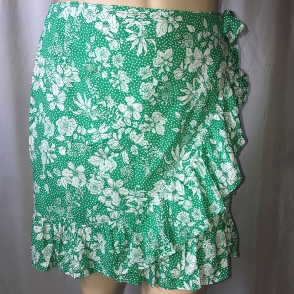 *MIXIT Ladies' Faux Wrap Floral Skirt With Mini Ruffles & Tie Knot Size 2 - Picture 1 of 5